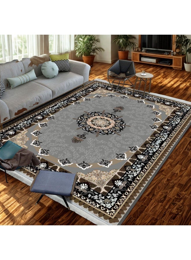 SMART HOME Large padded floor mat with a soft velvet surface and non-slip backing - Living room rug - Majlis rug - Lounge rug - Luxurious decorative rug - Elegant rug with modern patterns for living rooms and majlis - Size 350x250 cm - Suitable for everyday use and entertaining - Image 5